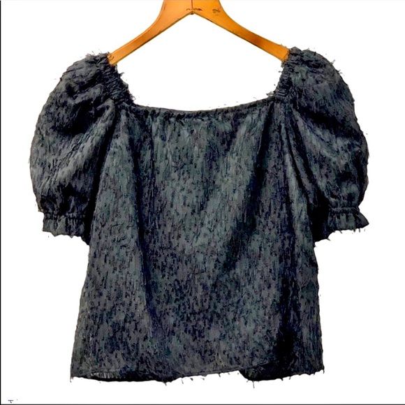 Zara girls square neck ruched front shirt with puff sleeves - Picture 4 of 11